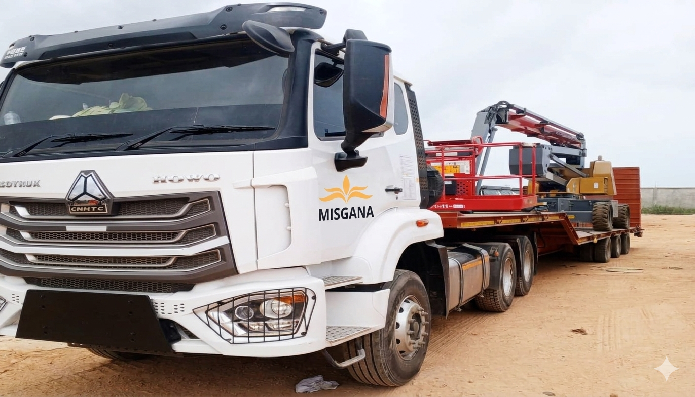 MISGANA HOWO lowbed truck transporting heavy machinery across the SADC region